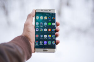 a phone being used for its audience engagement tools