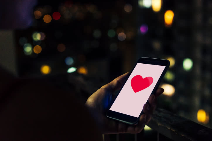 Heart on phone screen