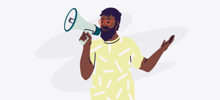 Illustration of a person holding a megaphone