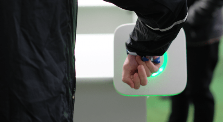 rfid bracelet being scanned at the event gate