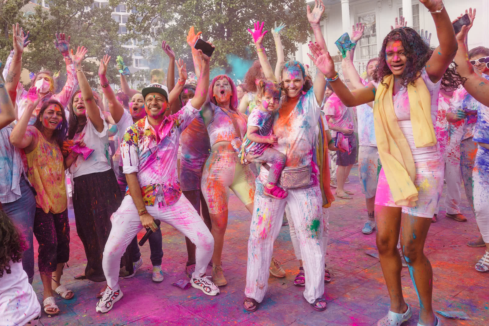 celebrators at a Holi Hai festival of Colors Bollywood Party