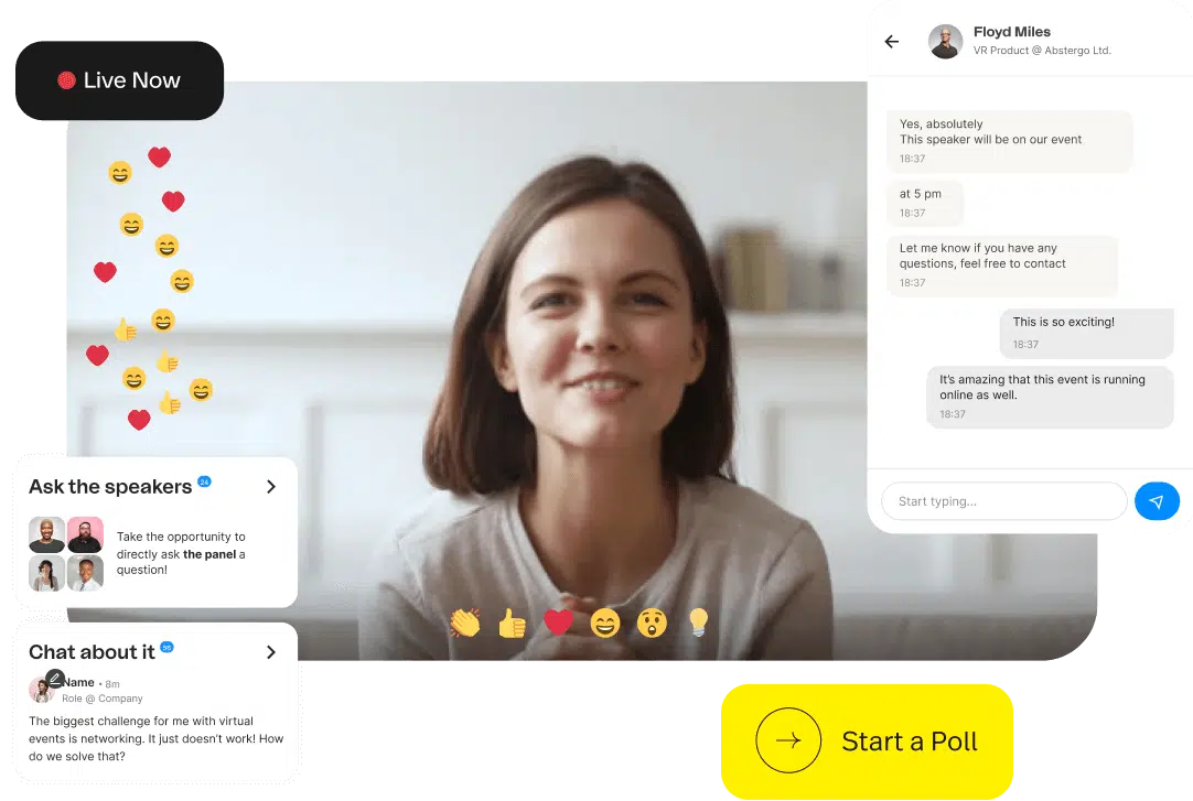 Screenshot of hybrid event on Bizzabo platform