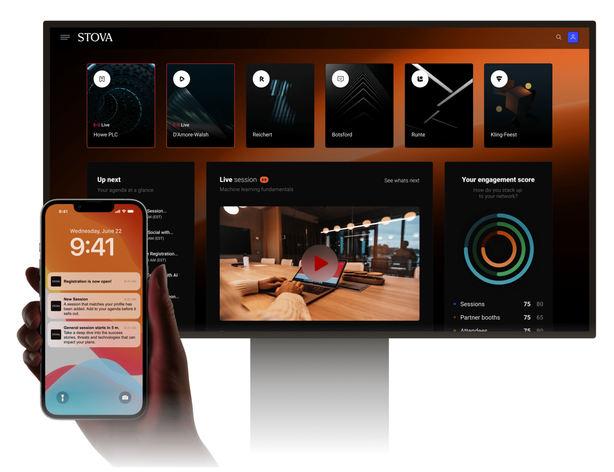 Mobile and tablet view of Stova platform