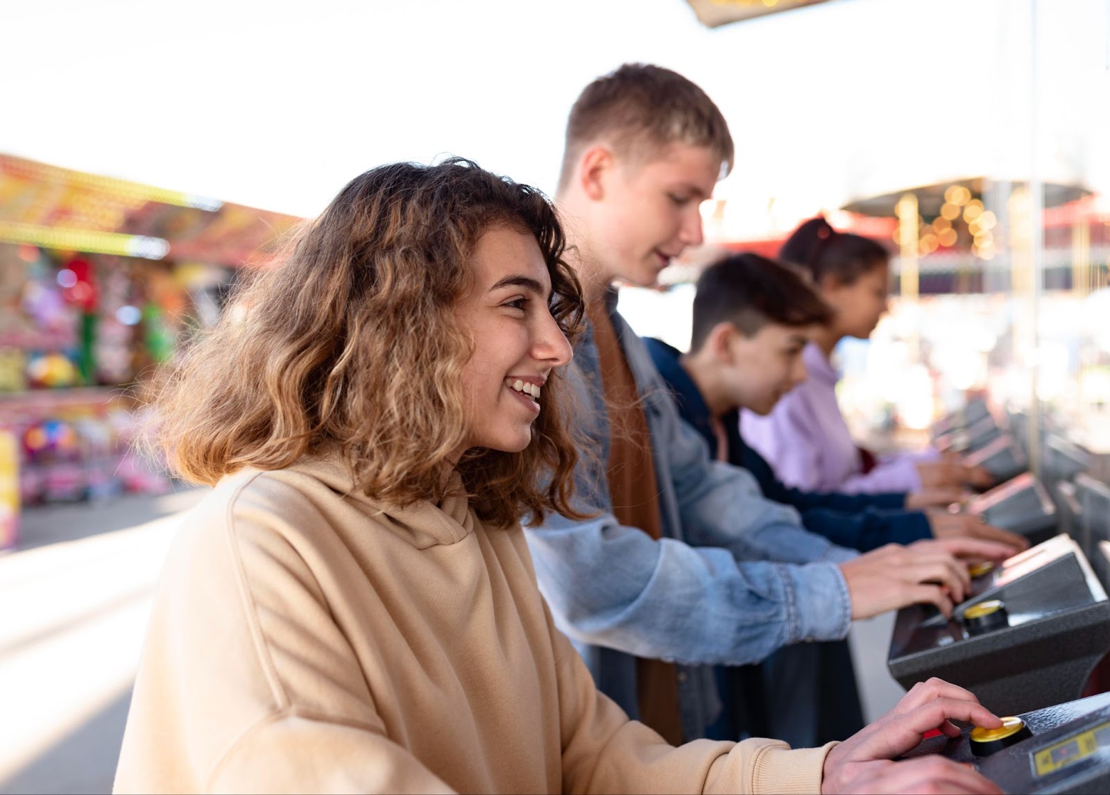 People playing games at a carnival