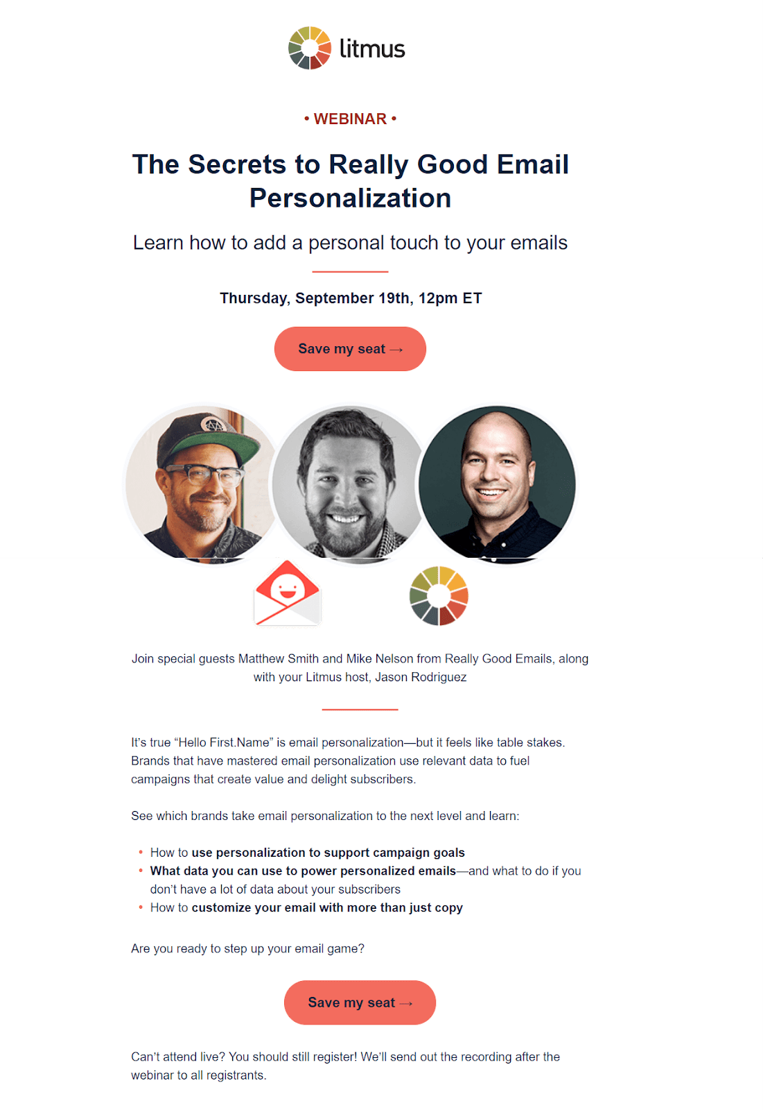 Screenshot of a webinar emai invitation