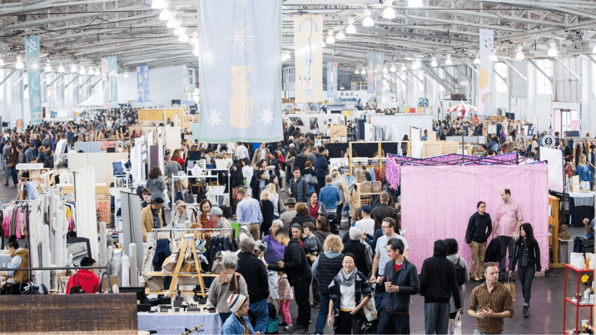 A crowded trade show