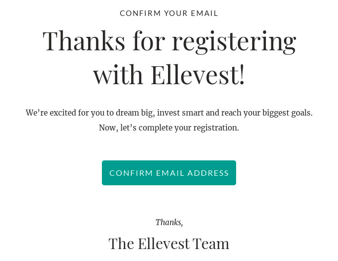 Screenshot of ellevest webinar confirmation email