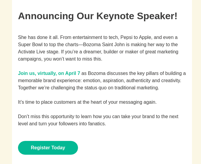 Screenshot of webinar invite showing CTA