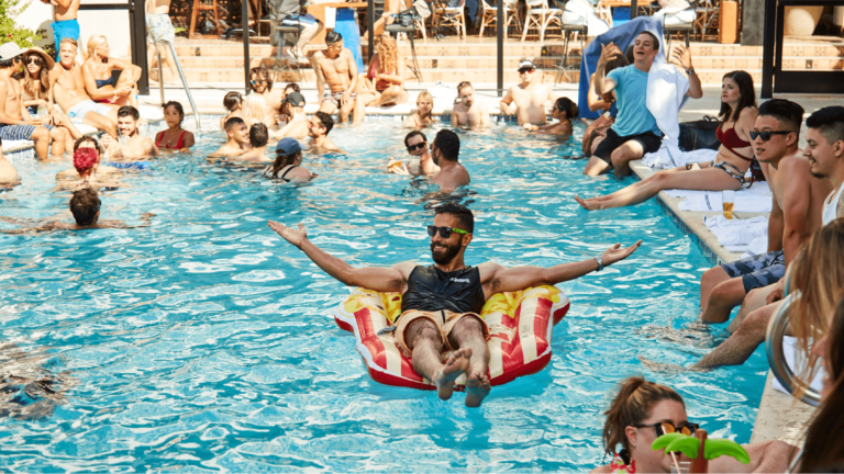 lots of people at a pool party
